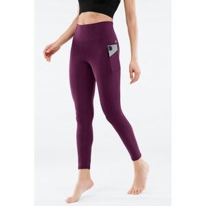 Fabletics Oasis PureLuxe High-Waisted 7/8 Legging Burgundy Pockets Size Medium